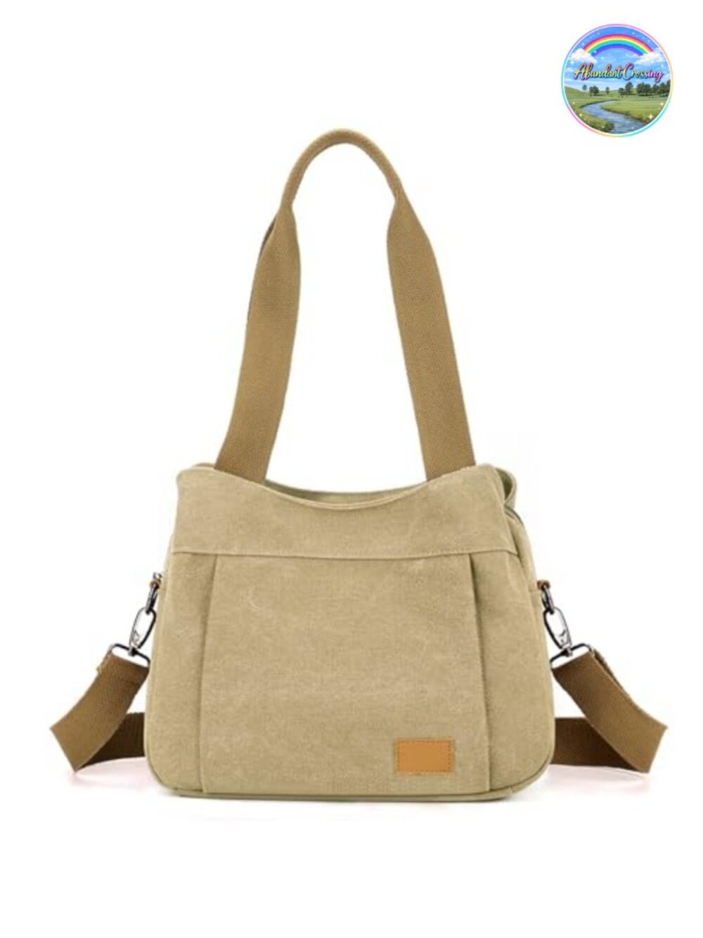 Canvas Purse Small Shoulder Tote Multi-Pocket Crossbody Handbag for Work